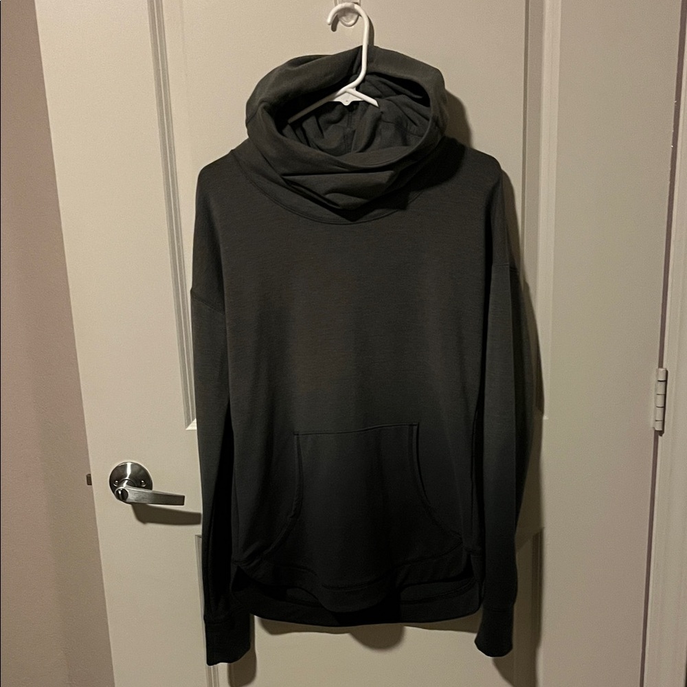 CALIA Dark Gray Ombré High Cowl Neck Hoodie